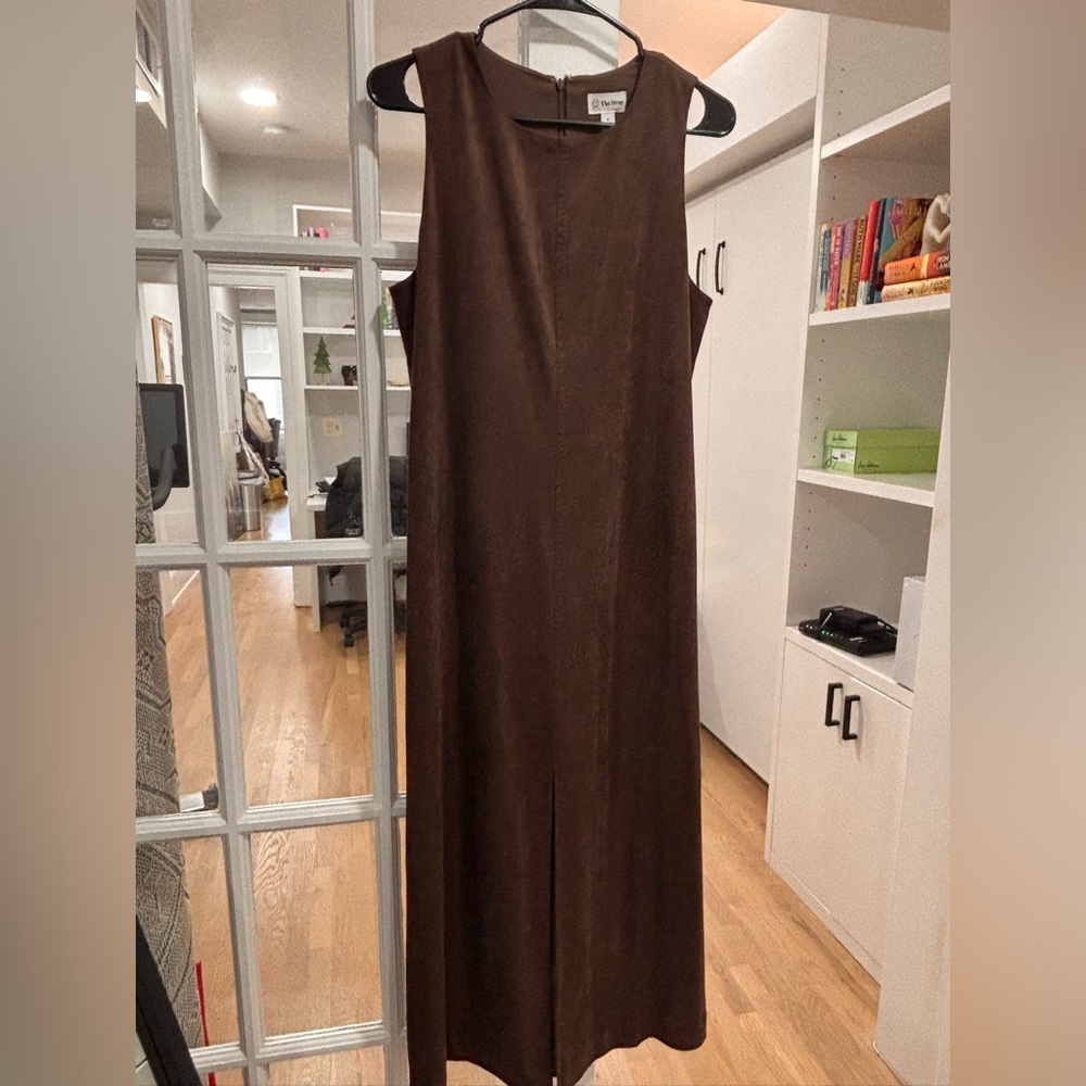 Elegant Brown Suede Maxi Dress